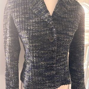 Elegant Black and Blue Women's Jacket Gianni Petite Tweed